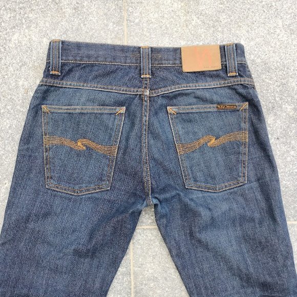 Nudie Mens Jeans Blue Denim Slim Jim Straight Leg Cotton Made in Italy Size 31 - Picture 6 of 14